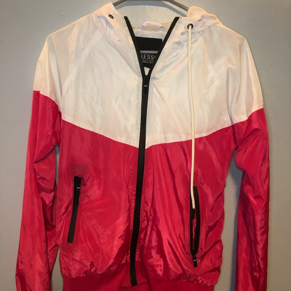 pink and white jacket
